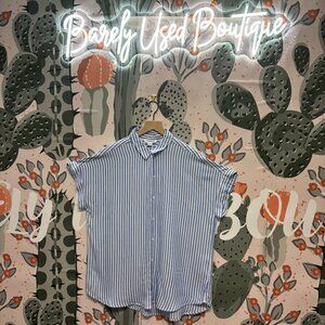 BeachLunchLounge Spencer Top Striped Short Sleeve Camp Shirt Blue - Size L